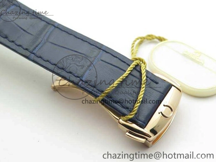 0128 QuickDry De Ville Chronograph RG OMF 1:1 Best Edition Blue Dial On Blue Leather Strap A 8107